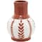 White Ceramic Floral Vase with Terracotta Colored Detailing Set
